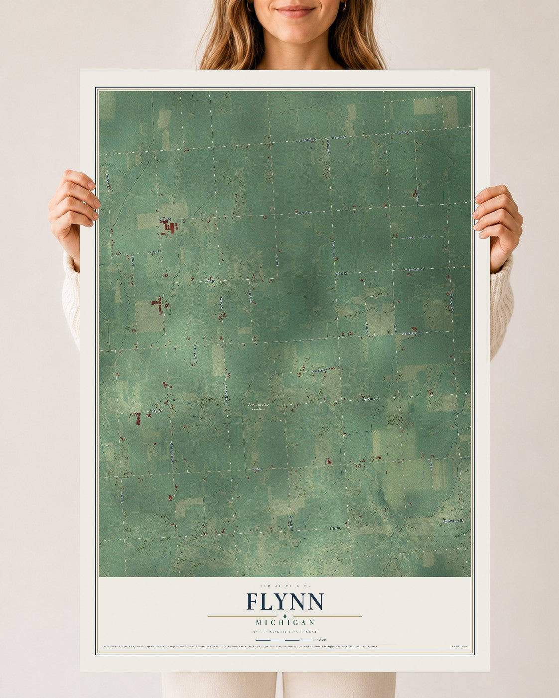 Map of Flynn, Michigan, 24 x 36 inch unframed archival matte print