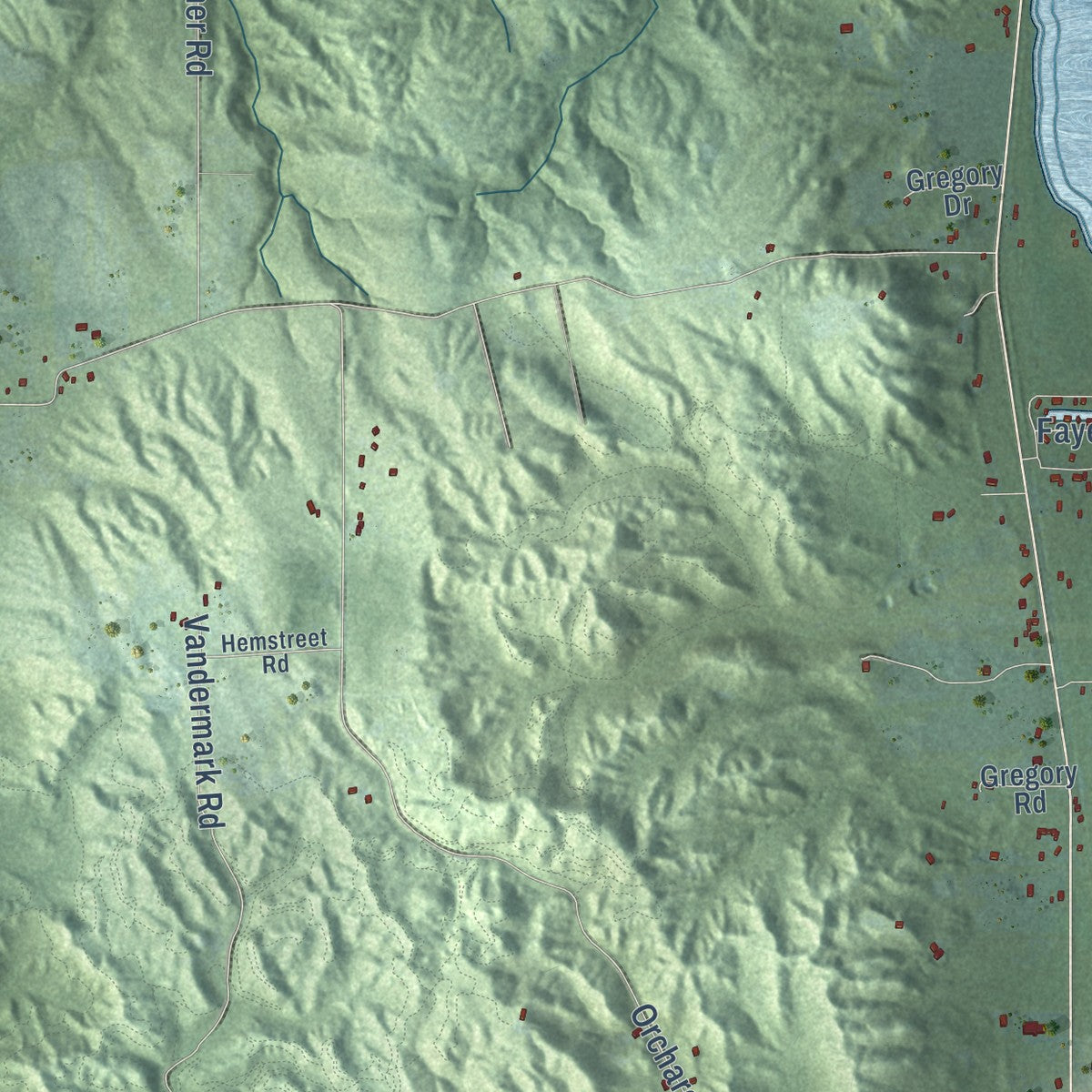 Second close-up of the map of Forest Home, Michigan print showing more streets and buildings