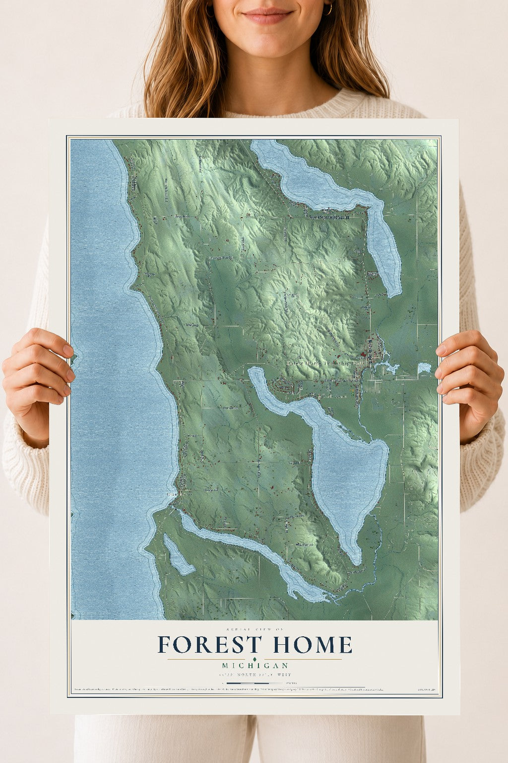 Map of Forest Home, Michigan, 18 x 24 inch unframed archival matte print