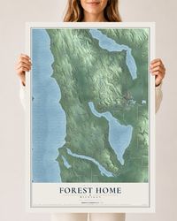 Map of Forest Home, Michigan, 24 x 36 inch unframed archival matte print