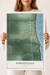 Map of Forestville, Michigan, 18 x 24 inch unframed archival matte print