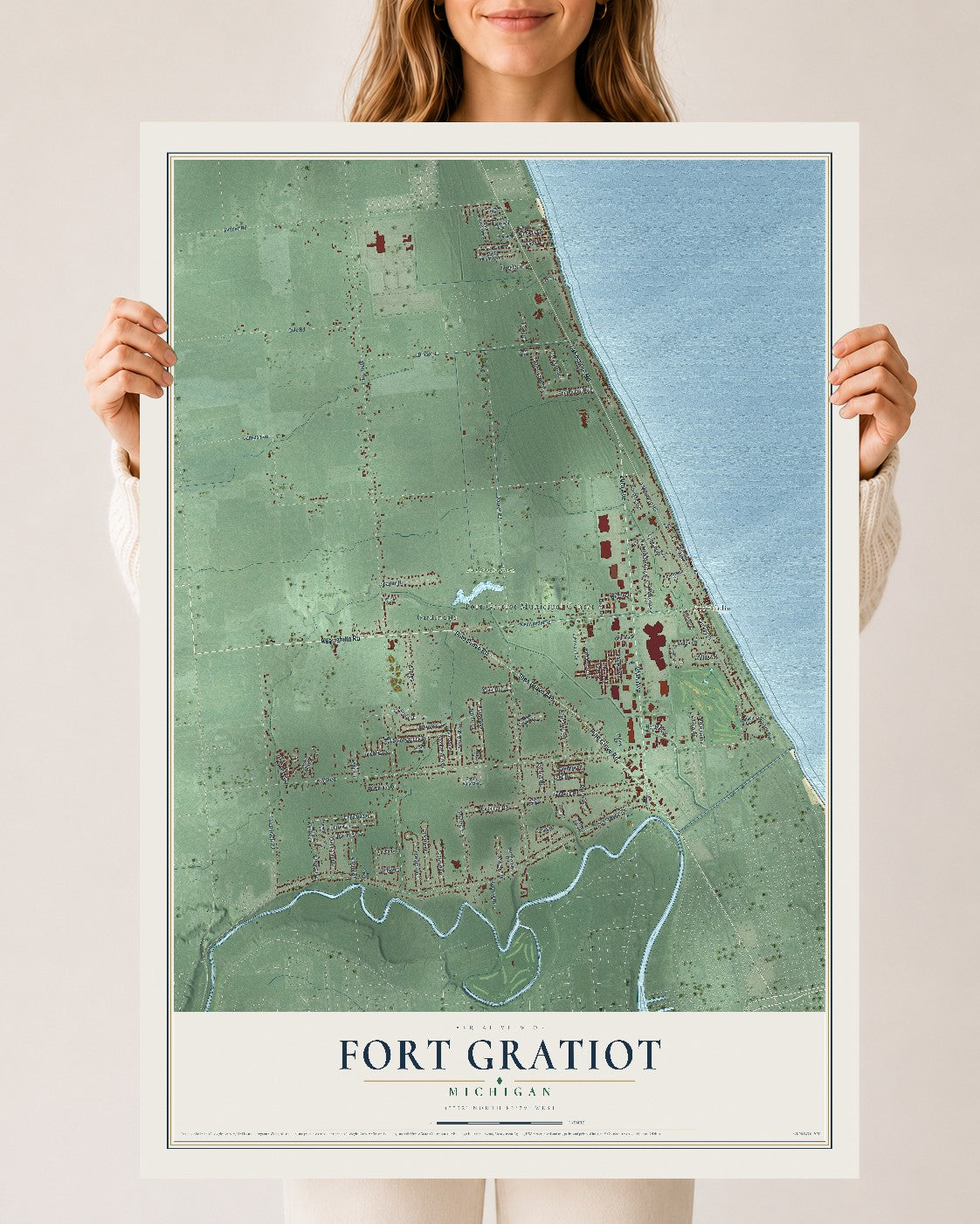 Map of Fort Gratiot, Michigan, 24 x 36 inch unframed archival matte print