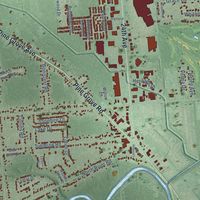 Close-up of the map of Fort Gratiot, Michigan print showing street and building detail