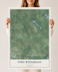 Map of Fort Winnebago, Wisconsin, 24 x 36 inch unframed archival matte print
