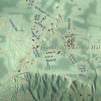 Second close-up of the map of Franklin, Houghton County, Michigan print showing more streets and buildings