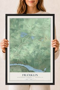 Map of Franklin, Houghton County, Michigan, 18 x 24 inch print in a black wood frame