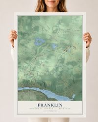 Map of Franklin, Houghton County, Michigan, 24 x 36 inch unframed archival matte print