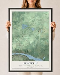 Map of Franklin, Houghton County, Michigan, 24 x 36 inch print in a black wood frame