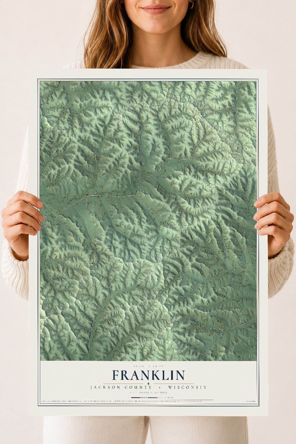 Map of Franklin, Jackson County, Wisconsin, 18 x 24 inch unframed archival matte print