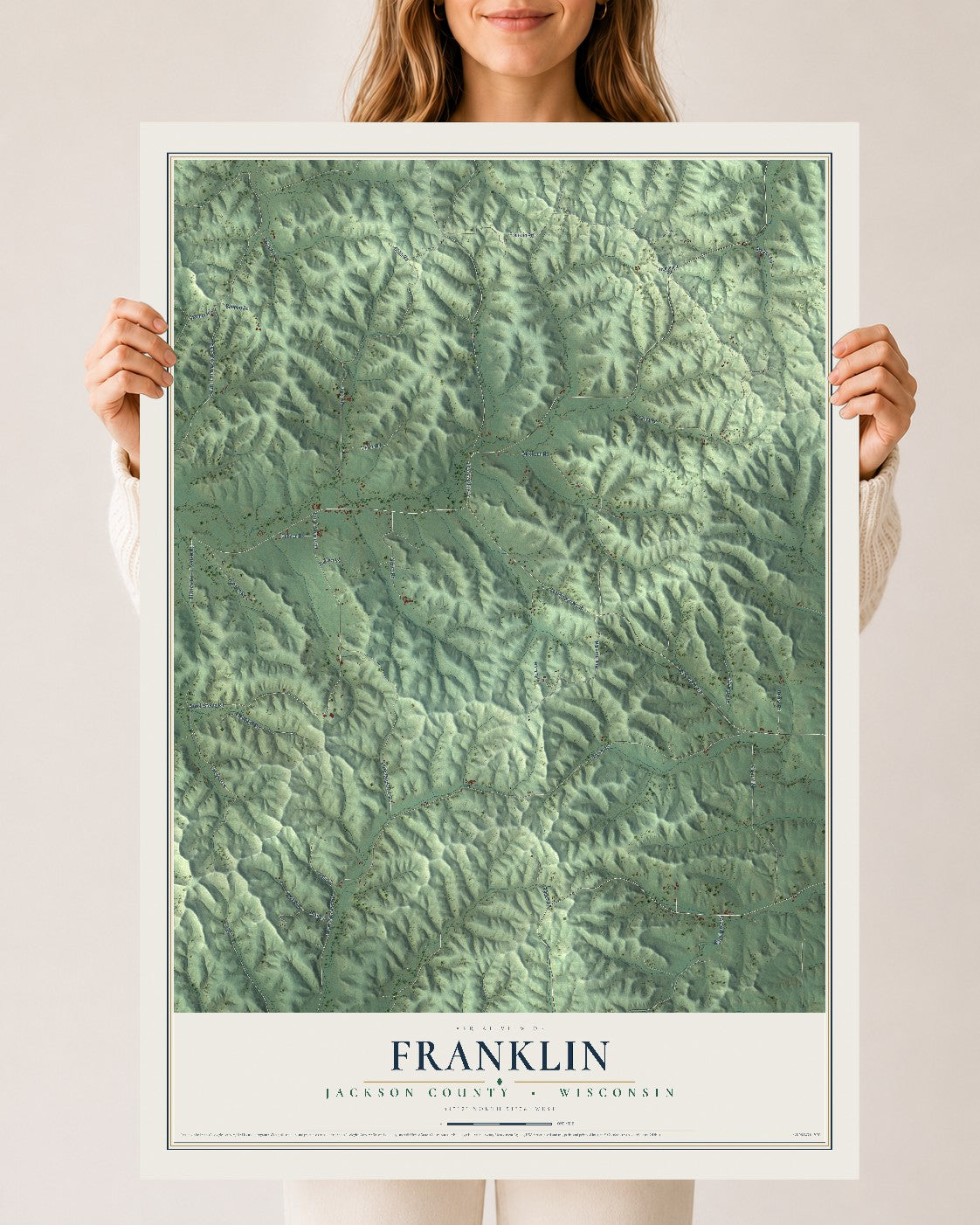 Map of Franklin, Jackson County, Wisconsin, 24 x 36 inch unframed archival matte print
