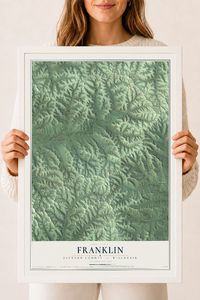 Map of Franklin, Jackson County, Wisconsin, 18 x 24 inch print in a white wood frame