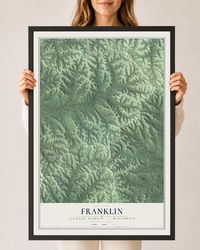 Map of Franklin, Jackson County, Wisconsin, 24 x 36 inch print in a black wood frame