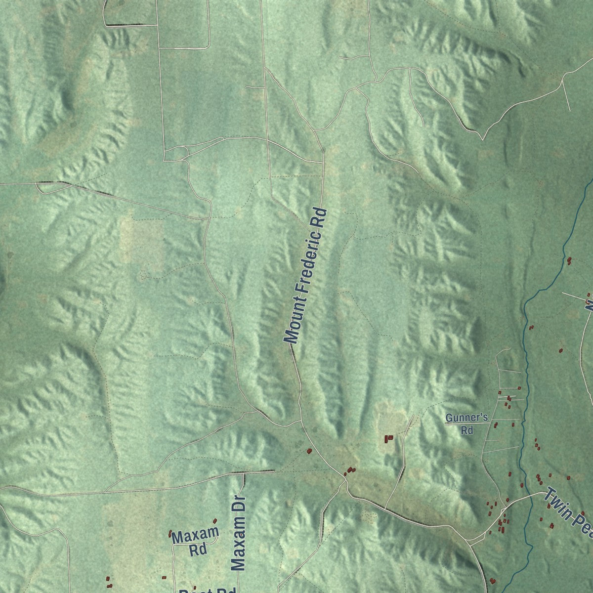 Second close-up of the map of Frederic, Michigan print showing more streets and buildings