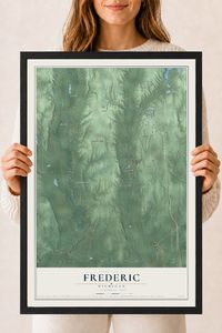 Map of Frederic, Michigan, 18 x 24 inch print in a black wood frame