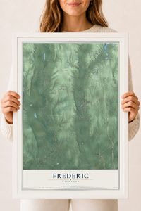 Map of Frederic, Michigan, 18 x 24 inch print in a white wood frame