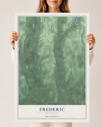 Map of Frederic, Michigan, 24 x 36 inch unframed archival matte print