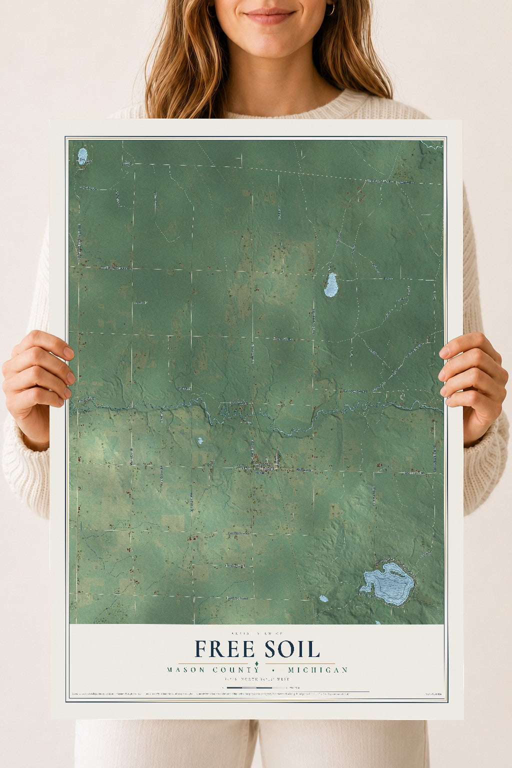 Map of Free Soil, Mason County, Michigan, 18 x 24 inch unframed archival matte print