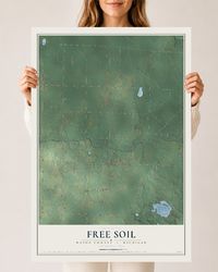 Map of Free Soil, Mason County, Michigan, 24 x 36 inch unframed archival matte print