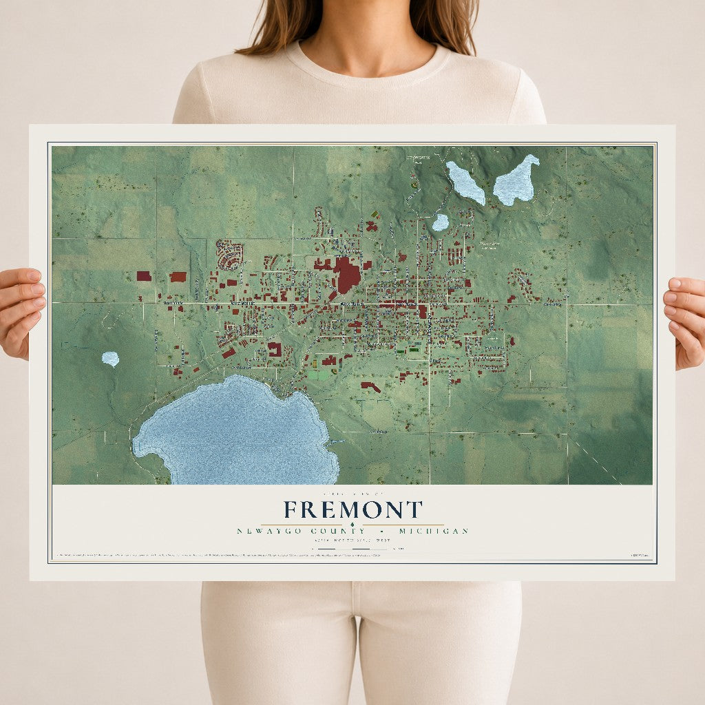 Map of Fremont, Newaygo County, Michigan, 18 x 24 inch unframed archival matte print