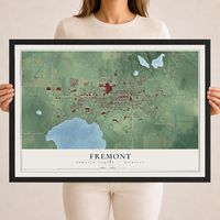 Map of Fremont, Newaygo County, Michigan, 18 x 24 inch print in a black wood frame