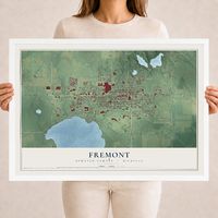 Map of Fremont, Newaygo County, Michigan, 18 x 24 inch print in a white wood frame