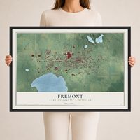 Map of Fremont, Newaygo County, Michigan, 24 x 36 inch print in a black wood frame