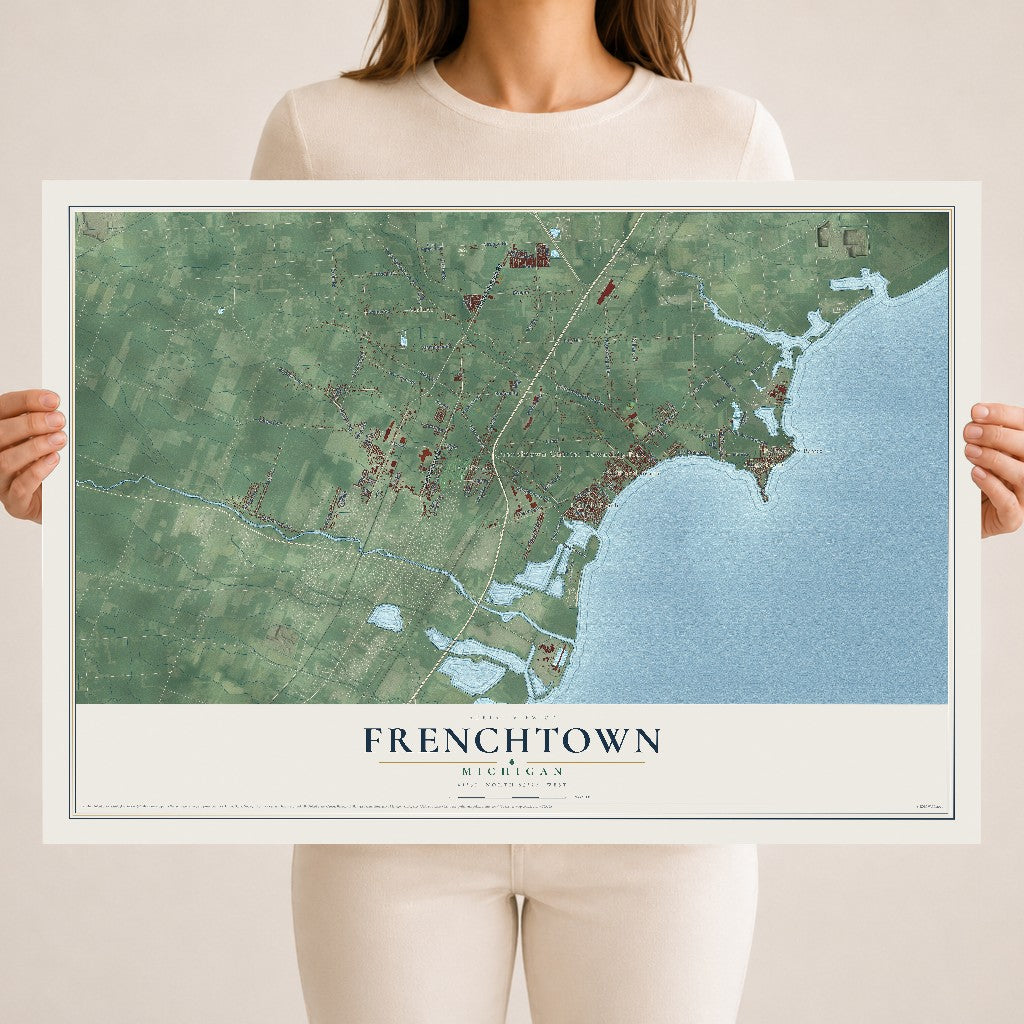 Map of Frenchtown, Michigan, 18 x 24 inch unframed archival matte print