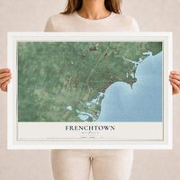 Map of Frenchtown, Michigan, 18 x 24 inch print in a white wood frame