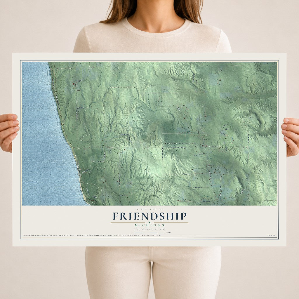 Map of Friendship, Michigan, 18 x 24 inch unframed archival matte print