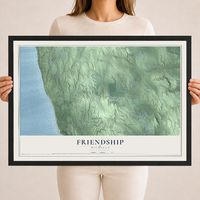 Map of Friendship, Michigan, 18 x 24 inch print in a black wood frame