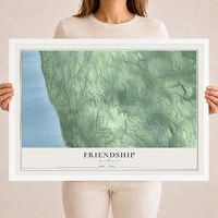 Map of Friendship, Michigan, 18 x 24 inch print in a white wood frame