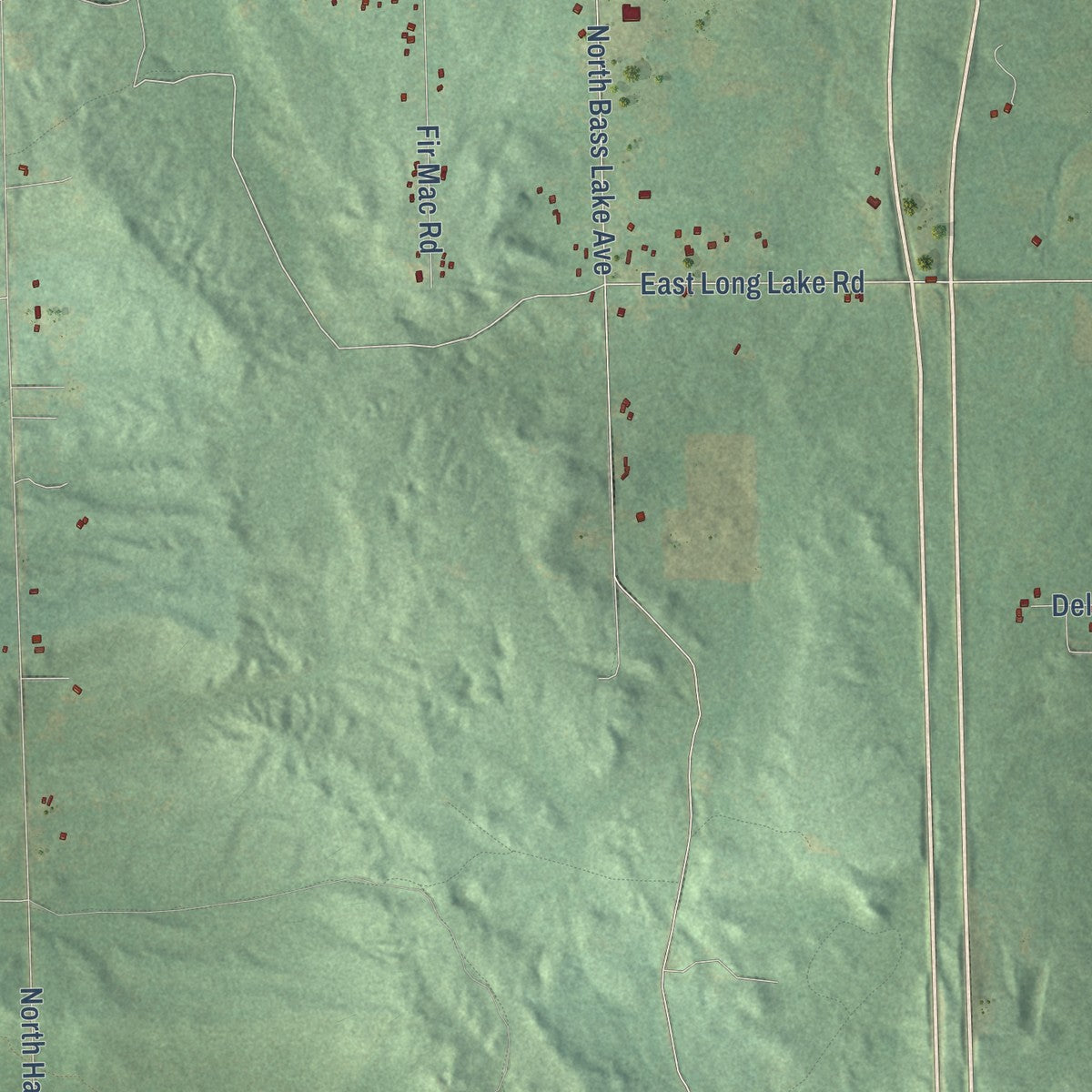 Second close-up of the map of Frost, Michigan print showing more streets and buildings
