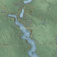 Close-up of the map of Frost, Michigan print showing street and building detail