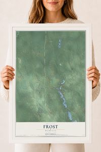 Map of Frost, Michigan, 18 x 24 inch print in a white wood frame