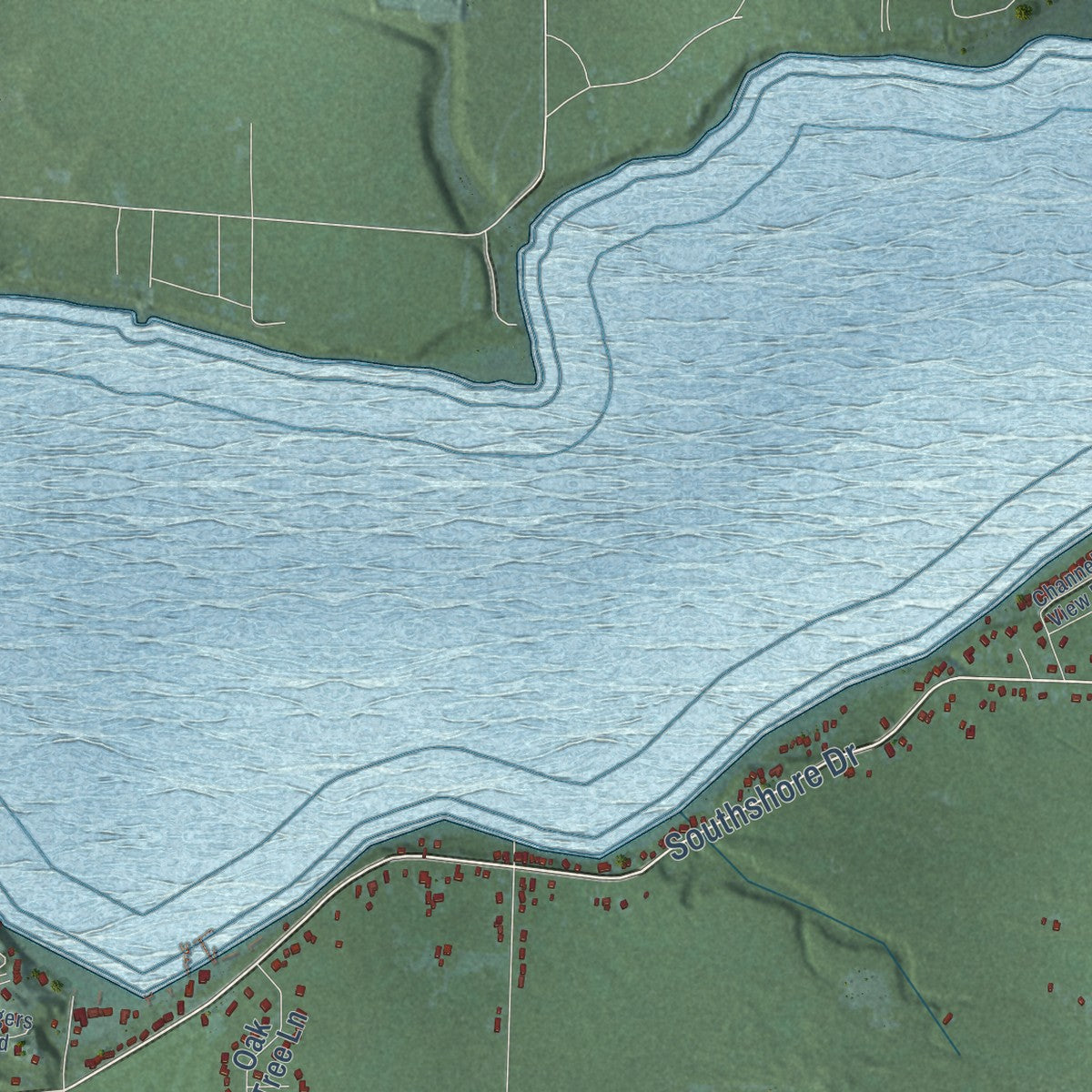 Close-up of the map of Fruitland, Michigan print showing street and building detail