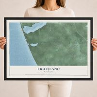 Map of Fruitland, Michigan, 18 x 24 inch print in a black wood frame