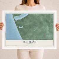 Map of Fruitland, Michigan, 18 x 24 inch print in a white wood frame