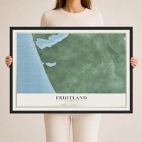 Map of Fruitland, Michigan, 24 x 36 inch print in a black wood frame