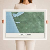 Map of Fruitland, Michigan, 24 x 36 inch print in a white wood frame