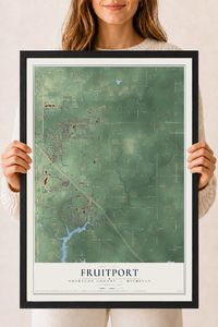 Map of Fruitport, Muskegon County, Michigan, 18 x 24 inch print in a black wood frame