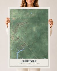 Map of Fruitport, Muskegon County, Michigan, 24 x 36 inch unframed archival matte print