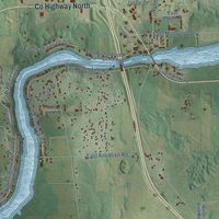 Close-up of the map of Fulton, Wisconsin print showing street and building detail