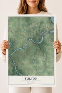 Map of Fulton, Wisconsin, 18 x 24 inch unframed archival matte print