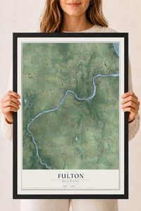 Map of Fulton, Wisconsin, 18 x 24 inch print in a black wood frame