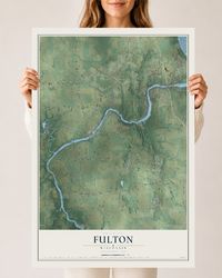 Map of Fulton, Wisconsin, 24 x 36 inch unframed archival matte print