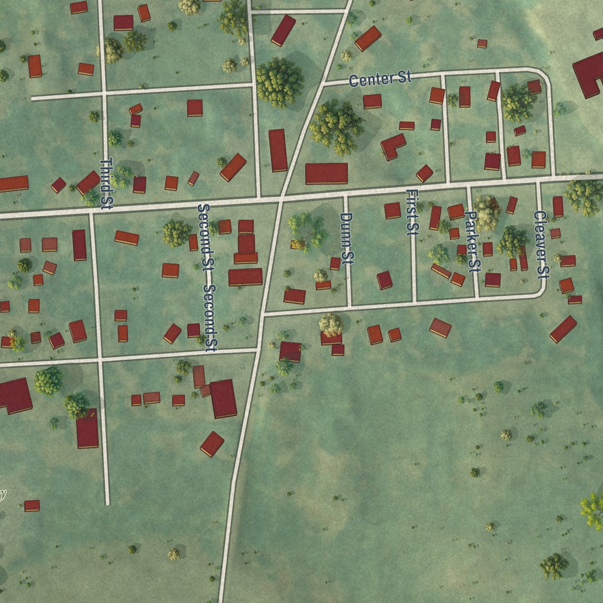 Close-up of the map of Gagetown, Michigan print showing street and building detail