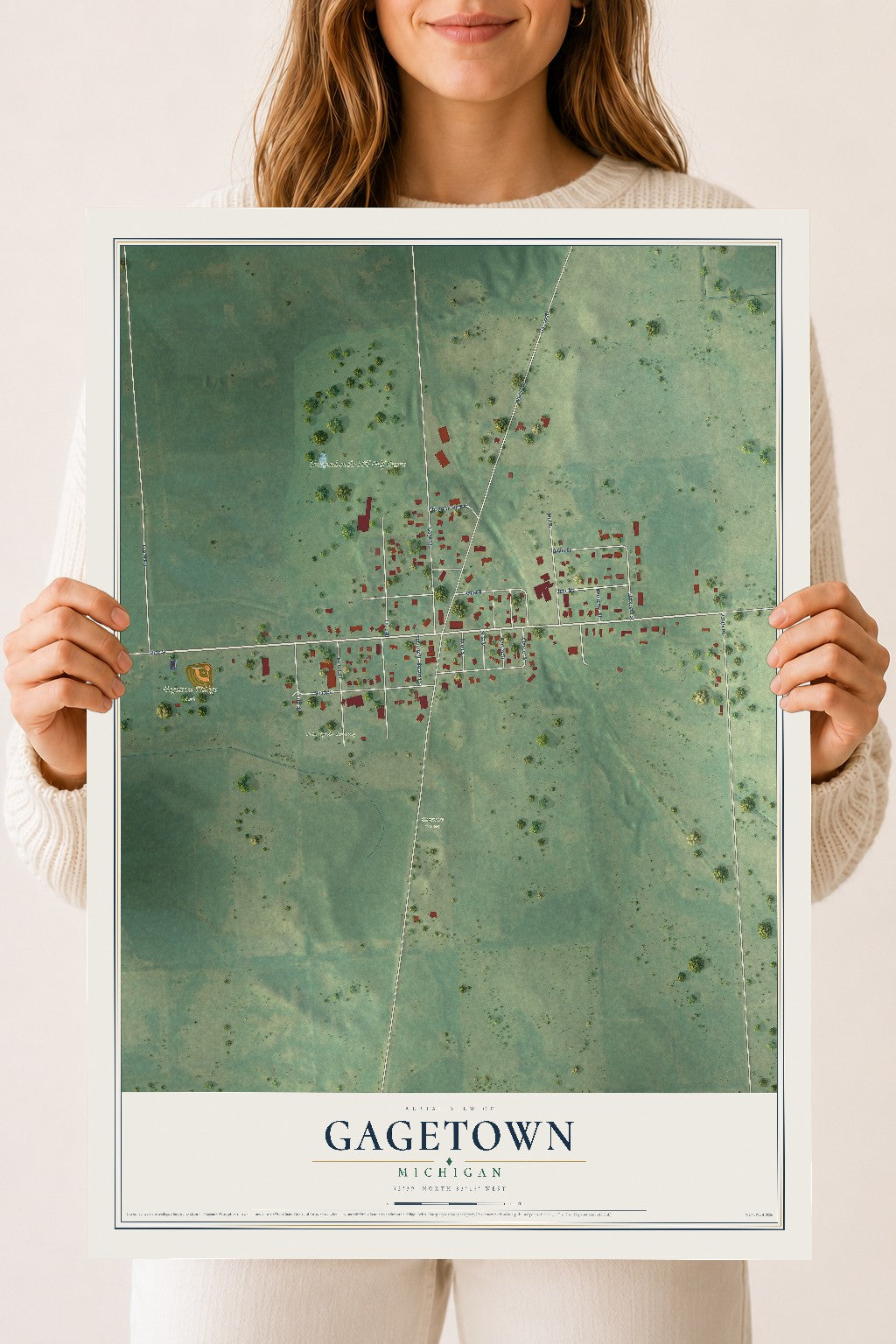 Map of Gagetown, Michigan, 18 x 24 inch unframed archival matte print