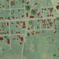 Close-up of the map of Gagetown, Michigan print showing street and building detail