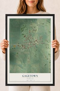 Map of Gagetown, Michigan, 18 x 24 inch print in a black wood frame