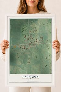 Map of Gagetown, Michigan, 18 x 24 inch print in a white wood frame